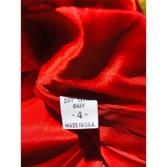 Vintage 90s Cache Gothic Red Crushed Velvet High Shoulder Zip-Up Jacket Size 4 - Picture 6 of 7